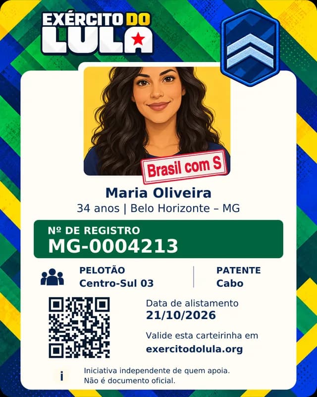 Exemplo de carteirinha vertical, patente Cabo